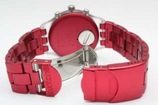 New Swatch Irony Full Blooded Rasberry Chronograph Watch 43mm 