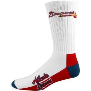 Atlanta Braves White Tri Color Team Logo Tall Socks    