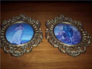 Blue Boy & Pinky Oval Convex Bubble Glass Picture Frame~Italy  