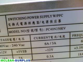 Shuttle PC40N250EV 250 watt Switching Power Supply WORKING PULL 