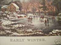Currier & Ives Skating Print   Early Winter BOGO  