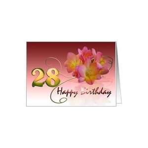  Happy 28th Birthday Oleander Flower curly coil pink flower 