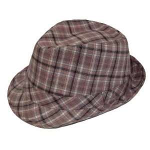   TRILBY POLYESTER PINK GREY PLAID HAT LARGE XL