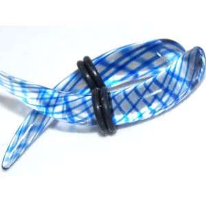  Pyrex Glass Single Flared Blue Ribbon Talons 0g 