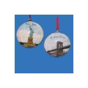  Pack of 6 New York City Scene Glass Christmas Disk 