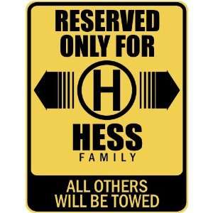   RESERVED ONLY FOR HESS FAMILY  PARKING SIGN