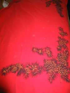 Vtg Christmas California Hand Prints Tablecloth 1950s  