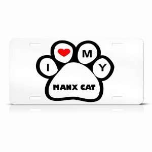 Manx Cats White Novelty Animal Metal License Plate Wall Sign Tag