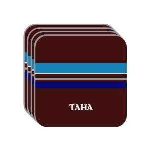 Personal Name Gift   TAHA Set of 4 Mini Mousepad Coasters (blue 