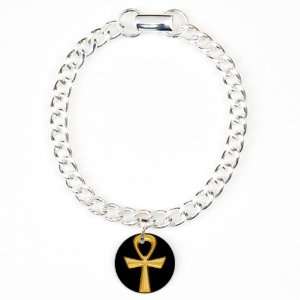  Charm Bracelet Egyptian Gold Ankh Black Artsmith Inc 