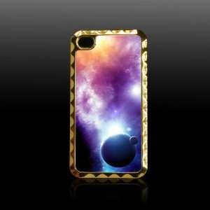 Solar System Printing Golden Case Cover for Iphone 4 4s Iphone4 Fits 