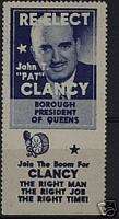 USA RE ELECT PAT CLANCY QUEENS BOROUGH PRESIDENT STAMP  