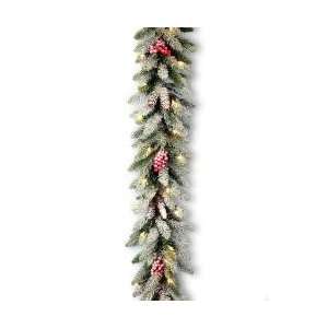  Dunhill Fir 9 x 10 Garland with Snow, Red Berries, Cones 