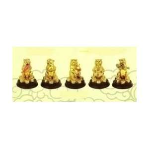 Set of Golden Tiger Statues 
