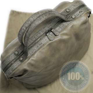 Bottega Veneta Crocodile Leather Tote Handbag Gray Tan  