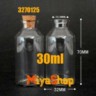 500pcs Clear Glass Bottle Vial Cork 30ml 3270125  