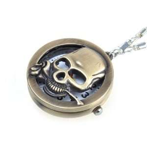  Modern Bronzy Skull Cover Necklace Key Ring Pocket Watch 