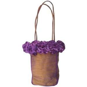 Umber Silk Handbag with Clematis Ribbon Flowers  Kitchen 