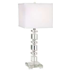  Crystal Block Column Footed Table Lamp