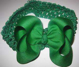 Green Boutique Hair Bow 4 Baby Toddler Girls Headband  