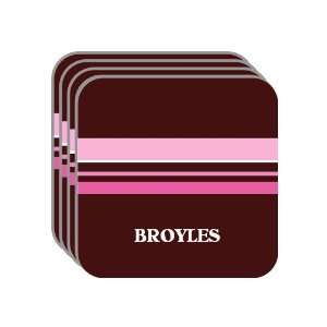 Personal Name Gift   BROYLES Set of 4 Mini Mousepad Coasters (pink 