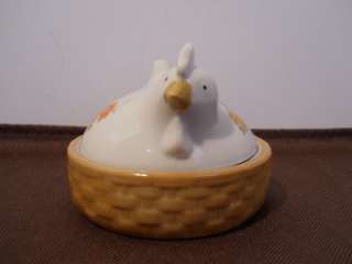 PAIR TRINKET BOXES OR SERVING DISHES CHICKENS & FLOWERS  