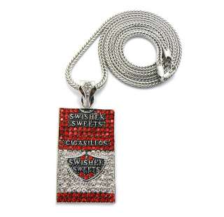 Iced Out SWISHER SWEETS Pendant Silver Franco Chain SM GAP15  