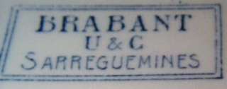 Antique French BRABANT U&C SARREGUEMINES Transfer VASE  