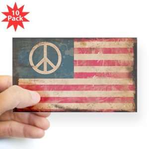   Clear (Rectangle 10Pk) Worn US Flag Peace Symbol 