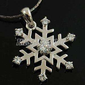 18K W Gold Plated Snowflake Necklace w/Swarovski Crystals 12781  