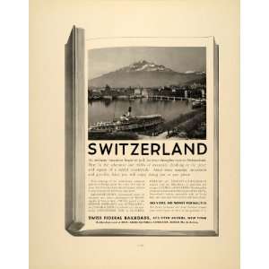  1938 Ad Swiss Federal Railroads Switzerland Tourism Train 