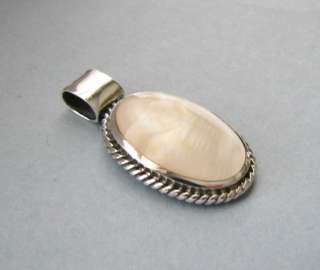 Thick SOLID Sterling Silver Mother of Pearl 30 x 22mm Oval Pendant
