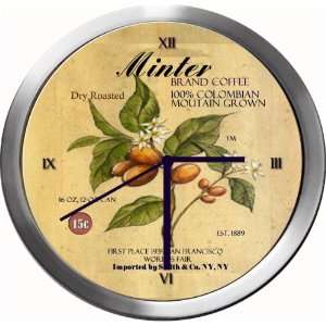  MINTER 14 Inch Coffee Metal Clock Quartz Movement Kitchen 