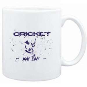  Mug White  Cricket any day  Sports