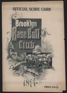 1894 Brooklyn vs Washington NL Baseball Scorecard  