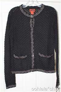   FOR TARGET Black Cardigan Sweater with White Zig Zag Details  Famiglia
