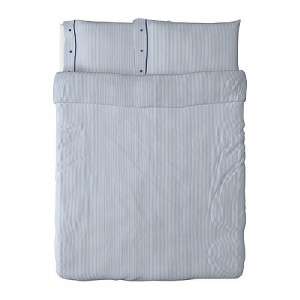 IKEA NYPONROS Full Queen Duvet Cover & Pillowcases Blue White  