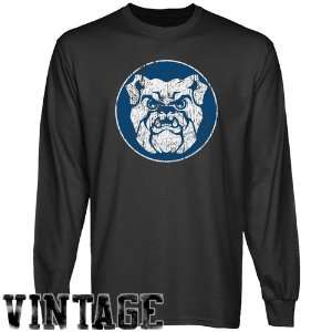 Butler Bulldogs Charcoal Distressed Logo Vintage Long Sleeve T shirt