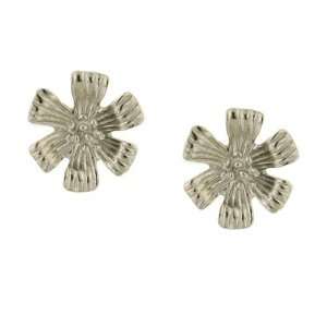  Silver Buttercup Flower Stud Earrings Jewelry