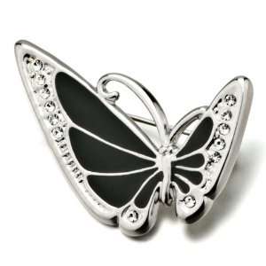  Vintage Black Swarovski Crystal Butterfly Animal Brooch 