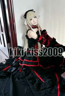 Gothic Lolita Chobits Cosplay Costume Made Black/red/Purple Long Dress 