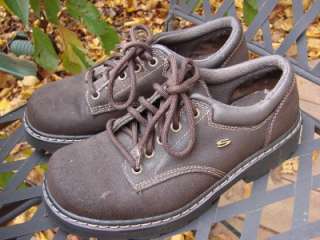 WOMENS SIZE 8.5 BROWN LEATHER SKECHERS OXFORDS  