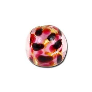  12mm Pink Foil Speckled Glass Round Beads Arts, Crafts 