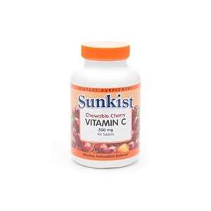  Sunkist Chewable Cherry Vitamin C, 500mg 90 ea Health 
