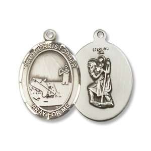 St. Christopher Sports Fishing Sterling Silver Medal with 18 Sterling 