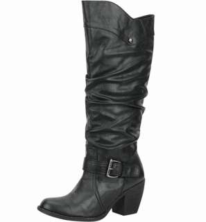 Buckles Fashion Western Cowboy Mid Knee High Boot Shoes  