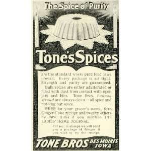  1905 Ad Tones Spices Ginger Cake Baking Flavor Seasoning 