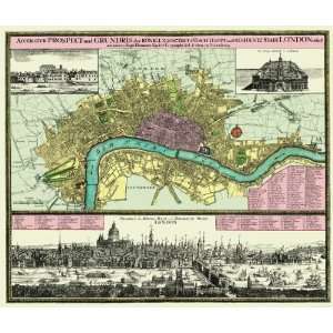   BRITISH MAJORITY IN LONDON BY JOHANN BAPT. 1705 MAP