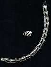 925 Sterling Silver Bracelet & Ring w/ clear & black s