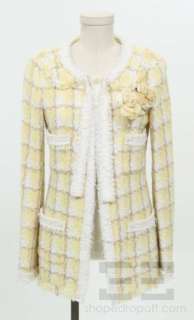 Chanel Yellow & White Cameilla Single Button Jacket 04C Size 38  